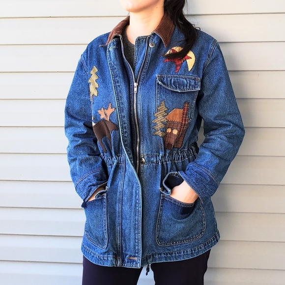 Vintage denim jacket patched printed - Picture 2 of 14